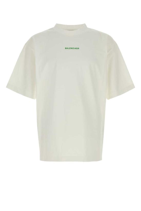 26FW 발렌시아가 백 티셔츠 미디움 핏 764235TTVJ1 9163 WHITEAPPLEGREEN