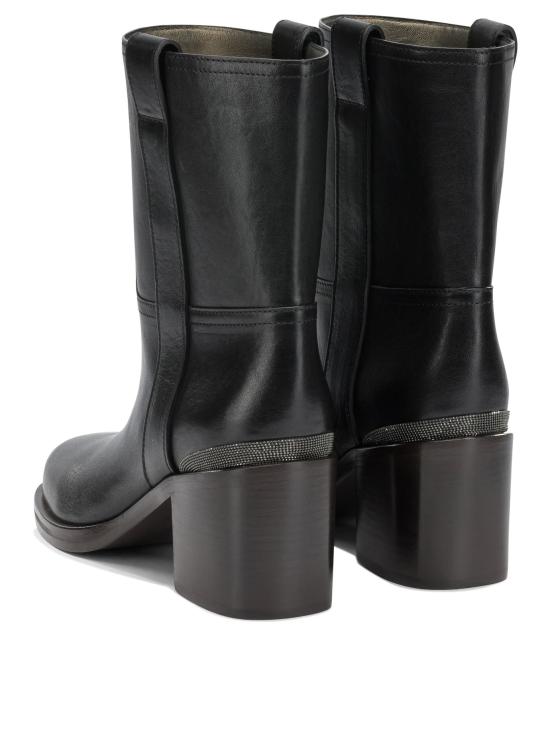 26FW 브루넬로 쿠치넬리 부츠 가죽 풀온 앵클 , 블랙 앵클 - BRUNELLO CUCINELLI