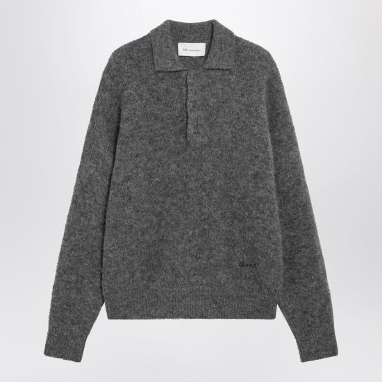 26FW 아미 알파카 아미 롱 슬리브 폴로 스웨터 HPL405KN0021 Grey