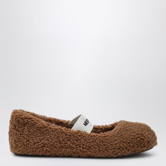 26FW 문부츠 시어링 퍼 발레리나 플랫슈즈 80D2400010PL Brown