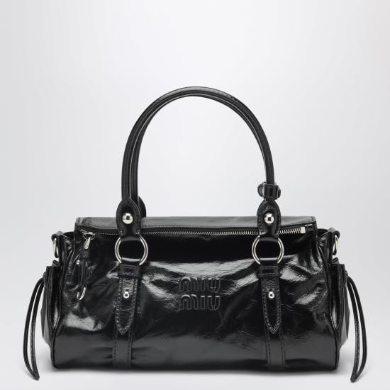 26FW 미우미우 글로시 레더 핸드백 5BA333OOO2A44 Black