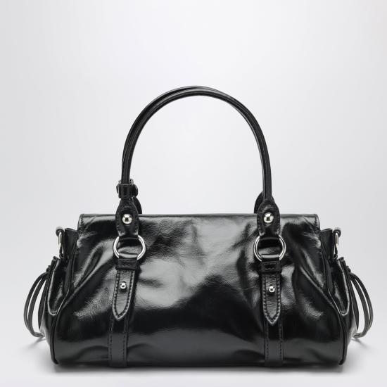 26FW 미우미우 글로시 레더 핸드백 5BA333OOO2A44 Black - MIU MIU