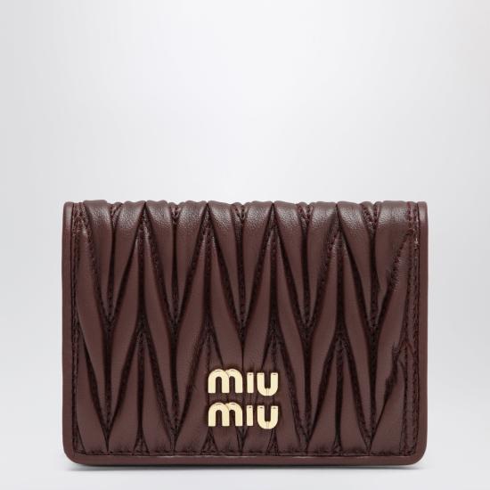 26SS 미우미우 마테라쎄 나파 가죽 카드 지갑 5MC103AFPP Burgundy