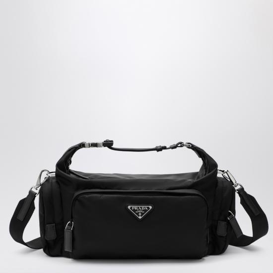 26FW 프라다 리나일론 사피아노 레더 숄더백 리나일론 사피아노 레더 숄더백 2VH213OOO2DMG Black - PRADA