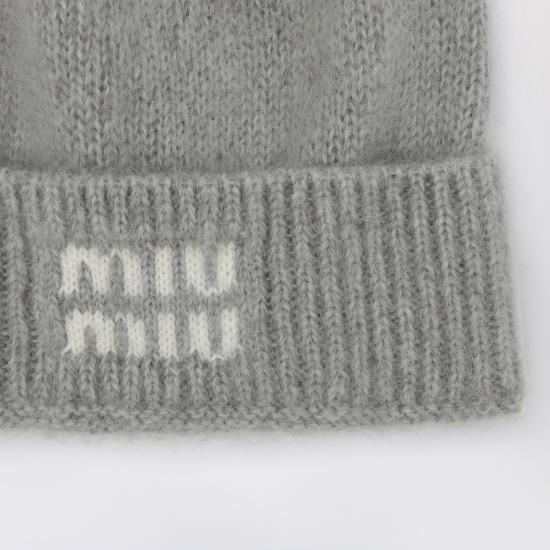 26FW 미우미우 모헤어 비니 5HC3782CQD Grey - MIU MIU
