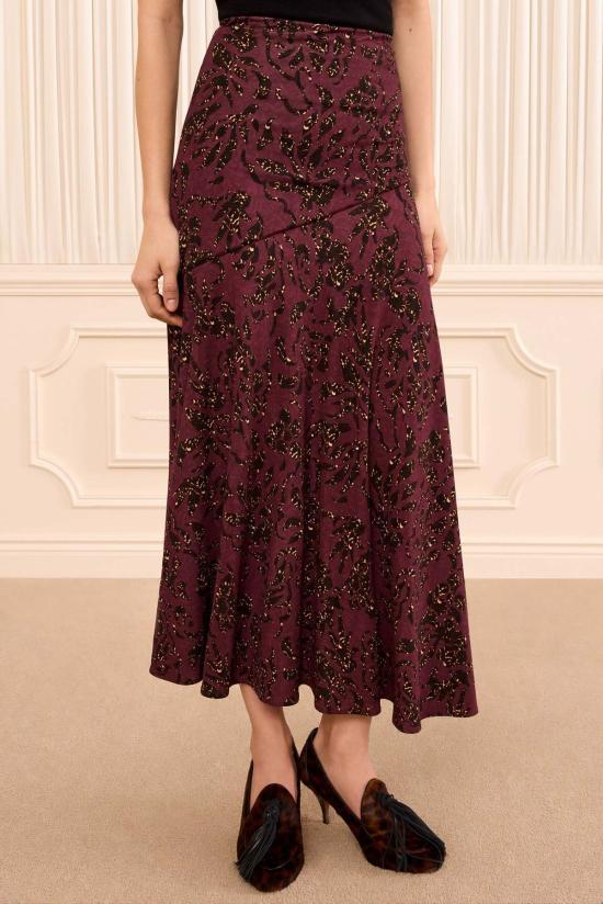 울라 존슨 스커트 Ulla Johnson Fiona 저지  Claret Floral - ULLA JOHNSON