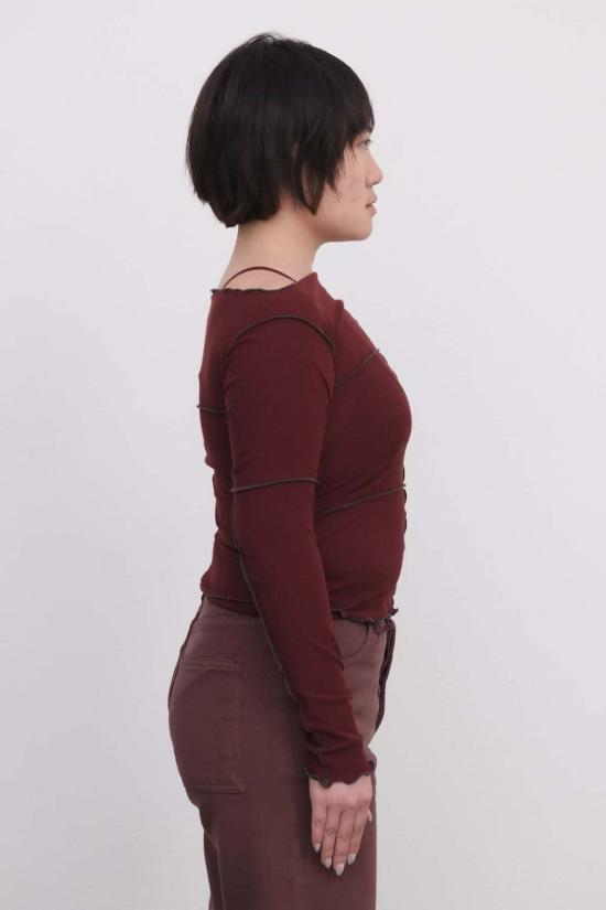  베이스레인지 긴팔 티셔츠 신더  나라 레드 - BASERANGE