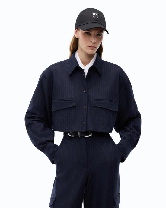 26FW 핑코 셔츠 107707A3MC EI1 BLU GRIGIO - PINKO