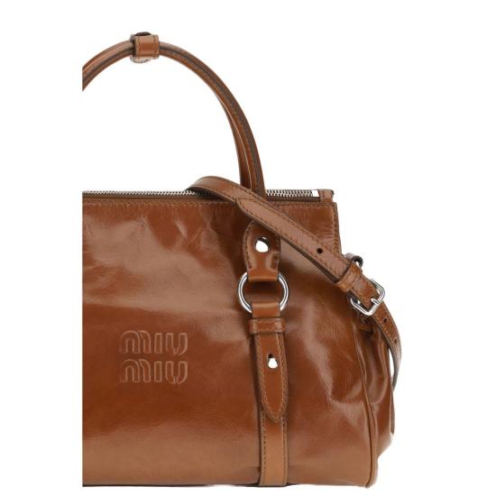 26FW 미우미우 LUCIDA 레더 토트백 MI5BA333VOOO2A44F0BW5BB BROWN - MIU MIU