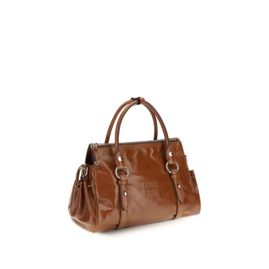 26FW 미우미우 LUCIDA 레더 토트백 MI5BA333VOOO2A44F0BW5BB BROWN - MIU MIU