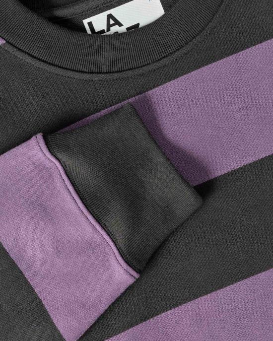  라파즈 긴팔 티셔츠 라파스 파이바 스웨트셔츠 블랙/그레이프 스트라이프 - LA PAZ