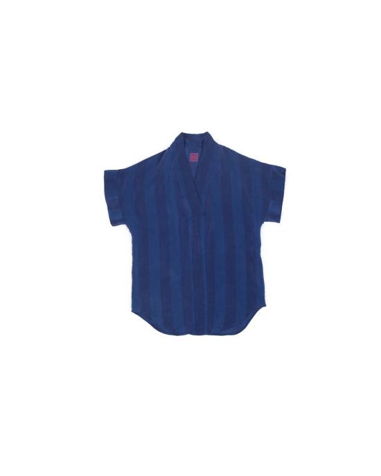  론 블라우스 Lwn Calla Top Lake Shadow Stripe Silk