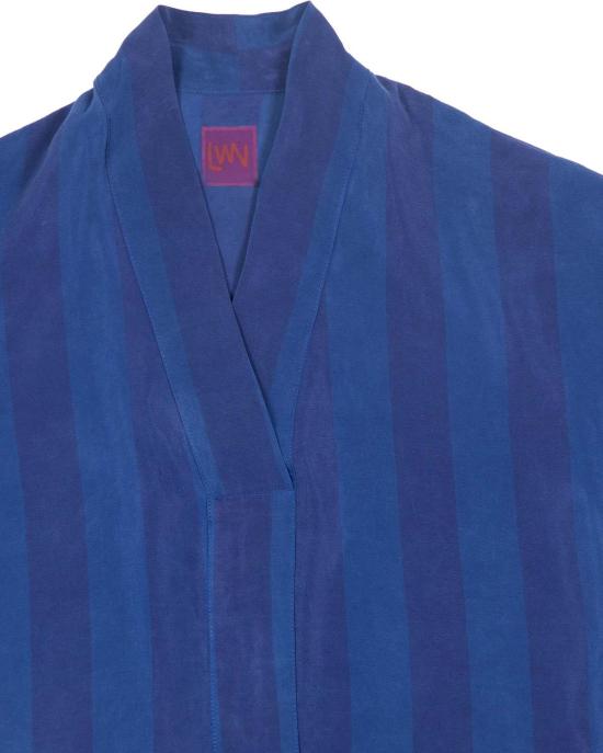  론 블라우스 Lwn Calla Top Lake Shadow Stripe Silk - LWN