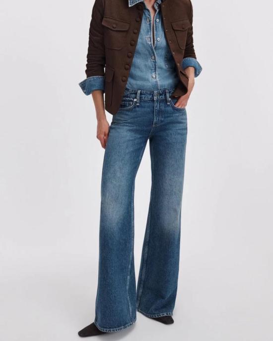  랙앤본 데님 팬츠 Rag & Bone Josie L/R Relaxed Flare Jean Flora - RAG & BONE