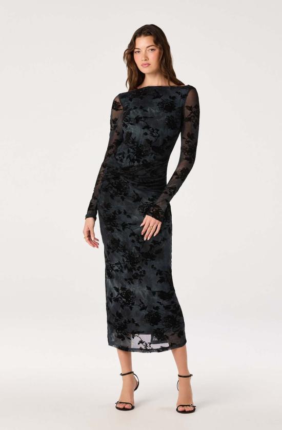  아스트라 더 라벨 롱 원피스 Astr The Label Syriah Burnout Mesh Dress - ASTR THE LABEL
