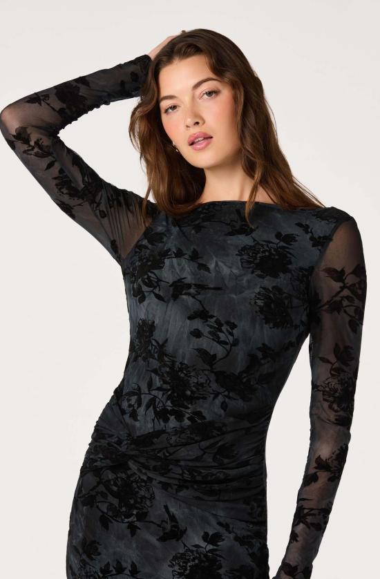  아스트라 더 라벨 롱 원피스 Astr The Label Syriah Burnout Mesh Dress - ASTR THE LABEL