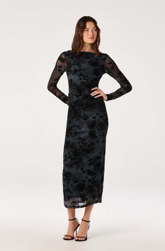  아스트라 더 라벨 롱 원피스 Astr The Label Syriah Burnout Mesh Dress - ASTR THE LABEL
