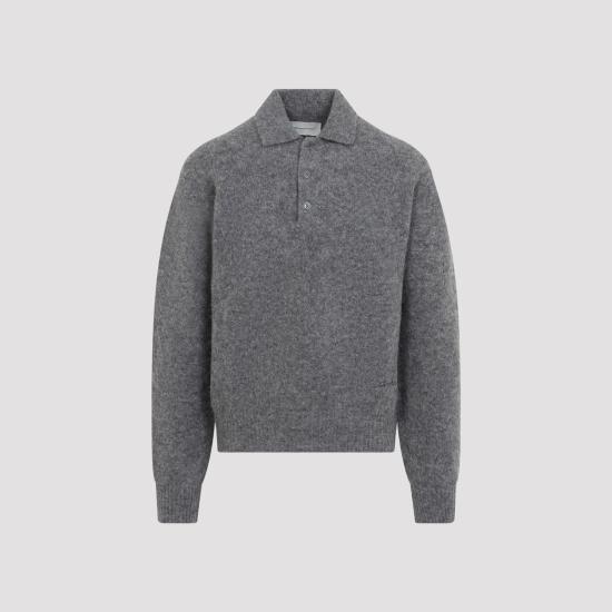 26FW 아미 알파카 아미 롱 슬리브 폴로 스웨터 HPL405 KN0021 A189 CARBON GREY - AMI