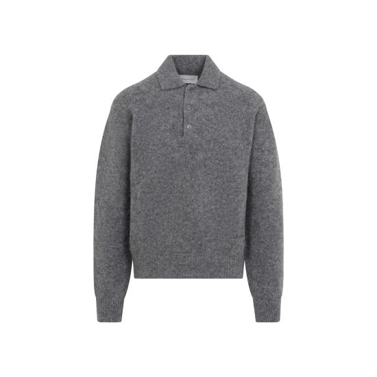 26FW 아미 알파카 아미 롱 슬리브 폴로 스웨터 HPL405 KN0021 A189 CARBON GREY - AMI
