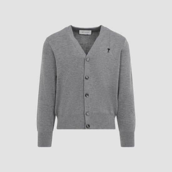 26FW 아미 ADC 울 V넥 가디건 HKC361 001 A336 HEATHER ASH GREY BLACK - AMI
