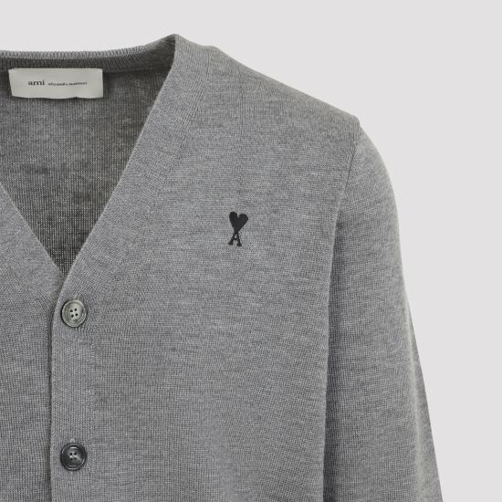 26FW 아미 ADC 울 V넥 가디건 HKC361 001 A336 HEATHER ASH GREY BLACK - AMI