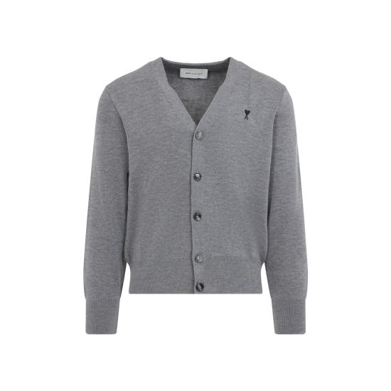 26FW 아미 ADC 울 V넥 가디건 HKC361 001 A336 HEATHER ASH GREY BLACK - AMI
