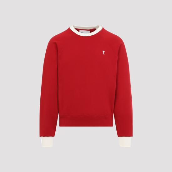 26FW 아미 스웨터 USW797 JE0245 A202 RUBY RED IVORY