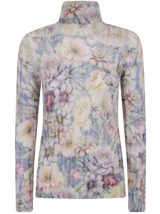 26FW 트윈셋 터틀넥 262TT3401 14099 FLOWERS BLU INDIGO MULTICOLOR