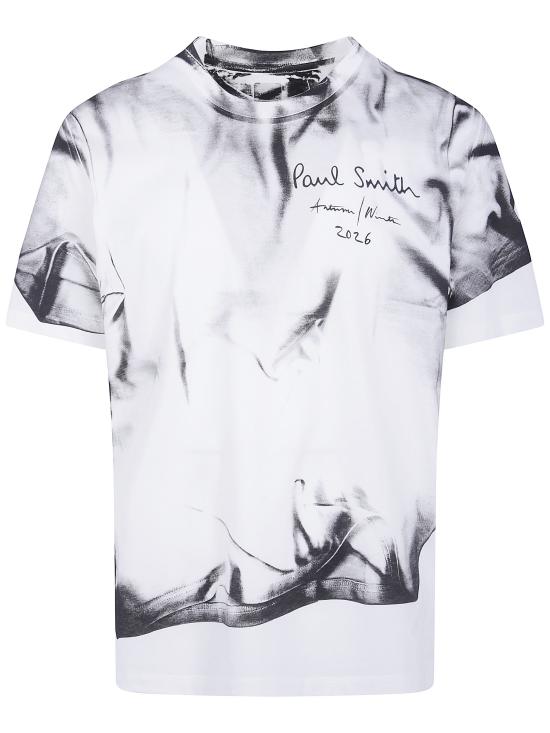 26FW 폴 스미스 탑 M1R 919T WP6203 79 WHITE BLACK PRINT