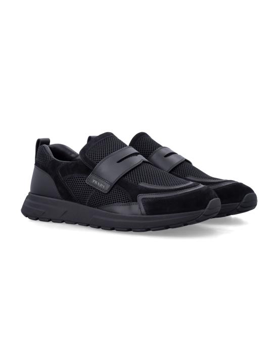 26FW 프라다 프랙스 메쉬 패브릭 및 가죽 하이브리드 로퍼 2DE1633ZM0 F0002 NERO - PRADA
