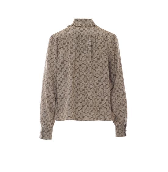 26FW 구찌 프린트 실크 크레이프 드 신 셔츠 A005Y5 ZAVRI2270 BEIGE - GUCCI