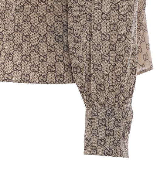 26FW 구찌 프린트 실크 크레이프 드 신 셔츠 A005Y5 ZAVRI2270 BEIGE - GUCCI
