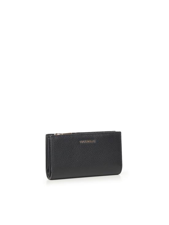 26FW 코치넬리 메탈릭 라지 월렛 E2MW511F101 001 BLACK - COCCINELLE