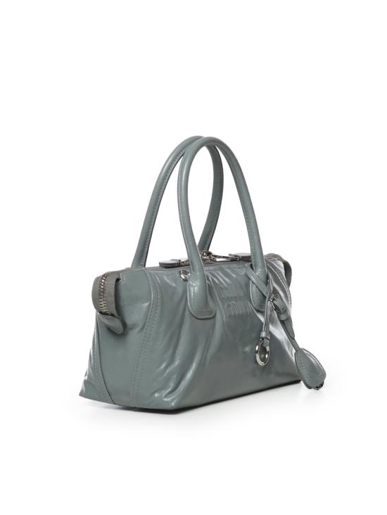 26FW 미우미우 로고 자수 미니 가죽 토트백 가방 5BA338 2A44F0384 SAGE - MIU MIU
