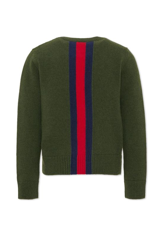 26FW [키즈] 구찌 WEB 스트라이프 울 니트 스웨터 867433 XKFNR 3008 GREEN - GUCCI