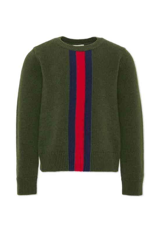 26FW [키즈] 구찌 WEB 스트라이프 울 니트 스웨터 867433 XKFNR 3008 GREEN