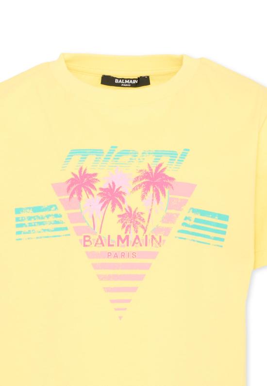 25FW [키즈] 발망 티셔츠 BW8R01 Z0057 203 YELLOW - BALMAIN