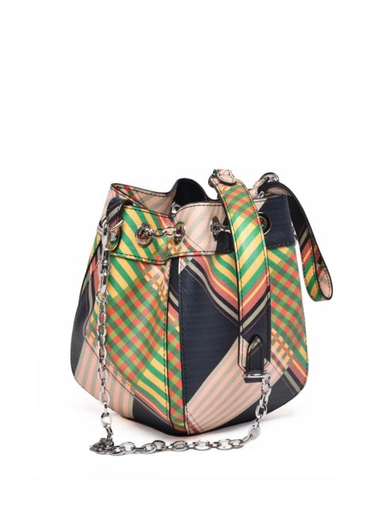 25FW 비비안웨스트우드 토트백 다채로운 색상의 폴리우레탄 체크무늬 버킷백 - VIVIENNE WESTWOOD