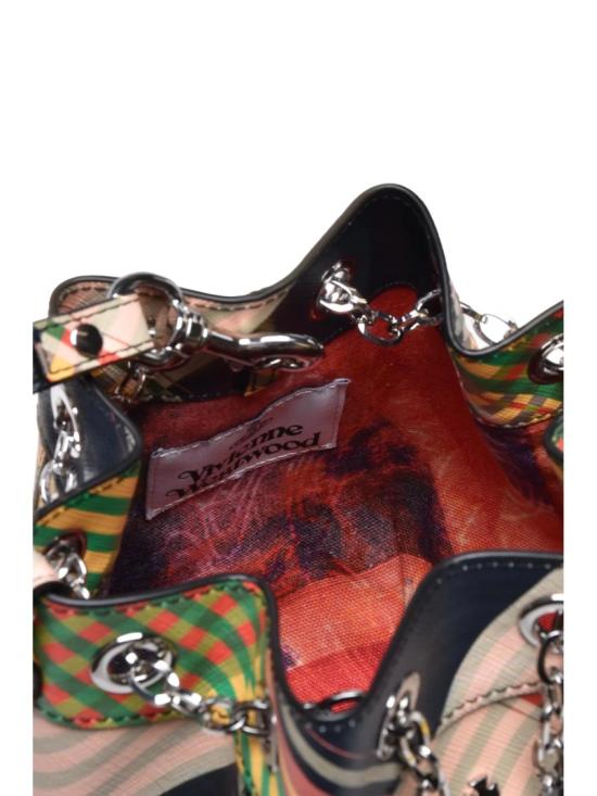 25FW 비비안웨스트우드 토트백 다채로운 색상의 폴리우레탄 체크무늬 버킷백 - VIVIENNE WESTWOOD