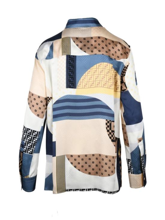 25FW 펜디 탑 추상적인 기하학적 패턴의 실크 셔츠 (클래식 칼라) - FENDI