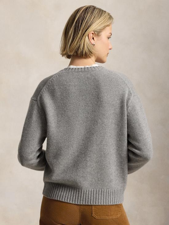 26FW 랄프 로렌 스웨터 Maglione In Misto Lino e Cotone con 폴로 베어 그리지오 - RALPH LAUREN