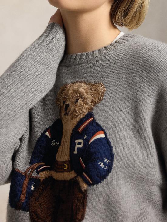 26FW 랄프 로렌 스웨터 Maglione In Misto Lino e Cotone con 폴로 베어 그리지오 - RALPH LAUREN