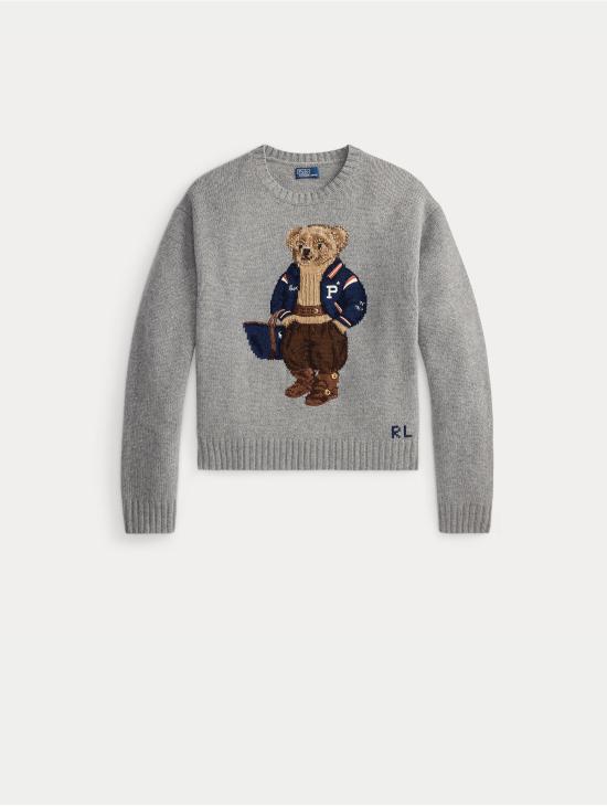 26FW 랄프 로렌 스웨터 Maglione In Misto Lino e Cotone con 폴로 베어 그리지오 - RALPH LAUREN