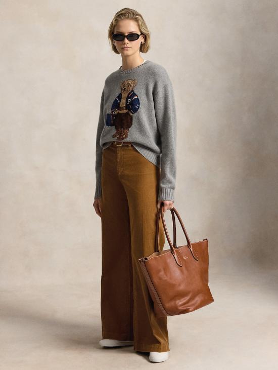 26FW 랄프 로렌 스웨터 Maglione In Misto Lino e Cotone con 폴로 베어 그리지오 - RALPH LAUREN