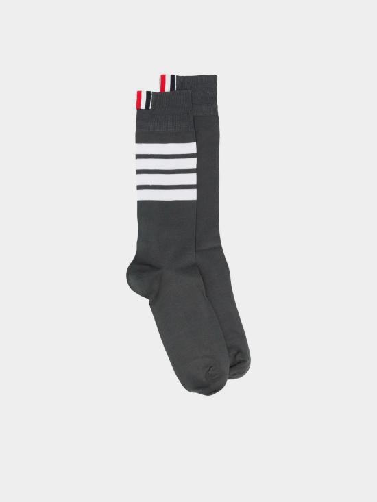 26FW 톰브라운 라이트웨이트 코튼 4바 미드카프 삭스 MAS023B01690 025 DARK GREY