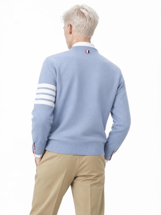 26FW 톰브라운 사선완장 메리노 울 니트 MKA002AY1014 482 LT BLUE - THOM BROWNE