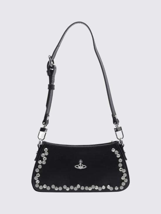 26FW 비비안웨스트우드 ORB 타샤 레더 스터드 숄더백 5801000JWL002V N402 Black
