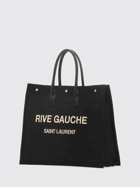26FW 생로랑 리브 고쉬 라지 토트백 자수 라피아 앤 레더 5094152M21E 1050 Black - SAINT LAURENT