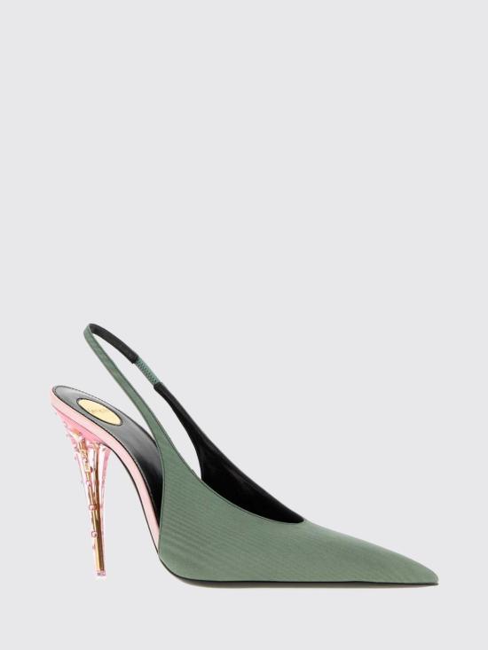26FW 생로랑 로레다나 110 패브릭 슬링백 펌프스 힐 A0018127GAC 1301 Sage - SAINT LAURENT