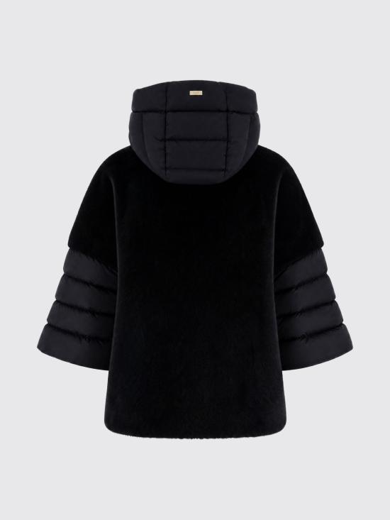 26FW 에르노 새틴 & 레이디 얼터너티브 퍼 케이프 다운 자켓 PI002132D12170Z 9300 Black - HERNO
